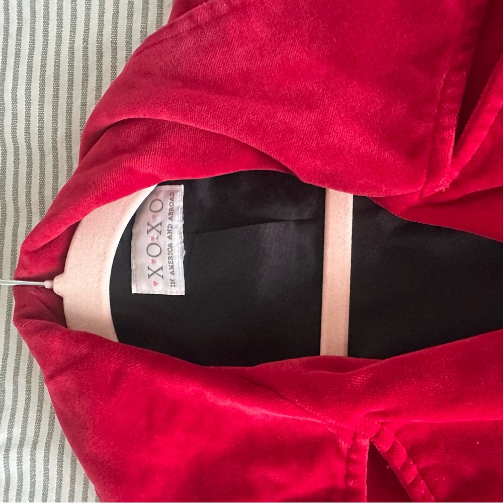 XOXO Red Velvet Double-Breasted Trench Coat - Picture 3 of 4